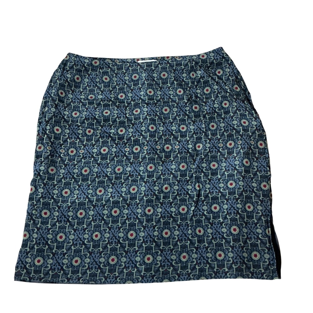 Merona Womens 20W Blue Silk Medallion Print‎ Midi Skirt Lined Plus Size RN 17730